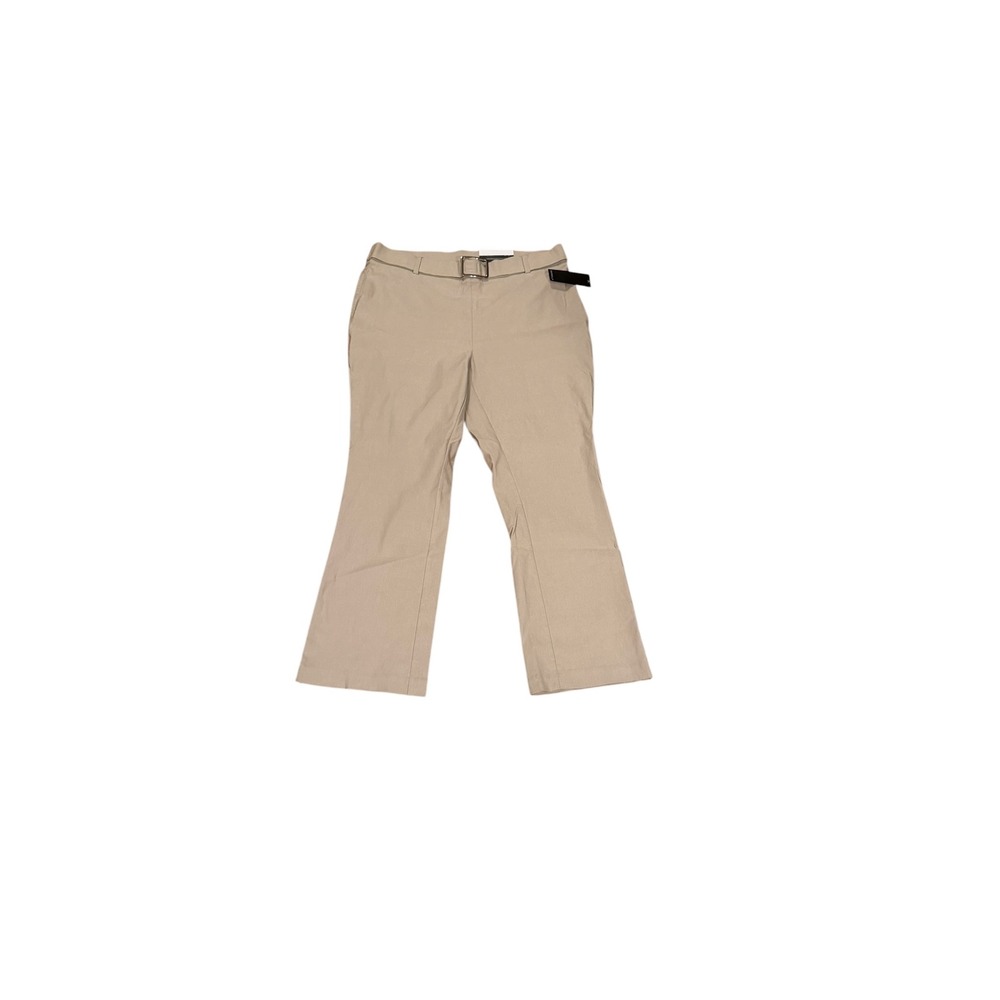 NWT Rafaella Women Tan Khaki Flare Leg Belted Dress Pants Career Work Sz 14 P